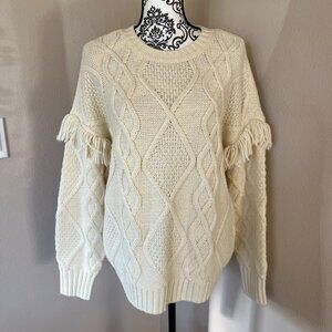 American Eagle Outfitters Cable Knit Sweater - Cream Ivory - Size Small